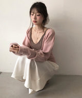 eove pink v sleeveless + wrap slim top set