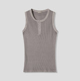Keene Pigment Henley Neck Ribbed Sleeveless