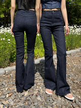 Selvedge denim spandex high waist bootcut pants (Denim)