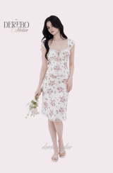 Antique Floral Perfume Skirt Two-Piece Set (blouse+skirt set)