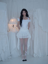 ROSÉ 2 Off-Shoulder Pintuck Lace Blouse