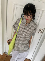 [unisex] Soche Cozy Check Loose Fit Short Sleeve Shirt