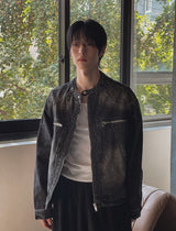 Motorick cut-out patch biker denim jacket