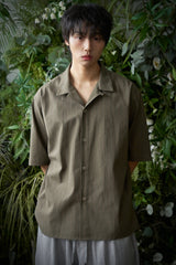 STRIPE L-C TAILORED 1/2 SHIRT (Khaki)