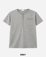 Pochi Slub Henley Neck Short Sleeve T