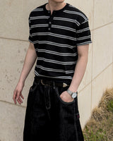 Diron Striped Henley Knit