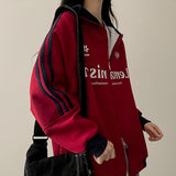 Nice Color Matching Track Line High Neck Zip-Up