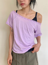 Veilah Lace Off-Shoulder Short Sleeve Tee