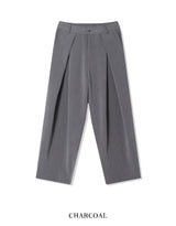 Leaf double pin tuck string wide slacks