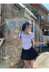 Charcoal Mini Pleats Pants Skirt