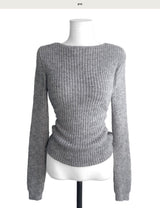 monette back ribbon satin point knit top