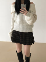 Candle off-shoulder knitwear (3 colors)