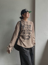 ディングワッフルボクシーフード長袖Tシャツ
