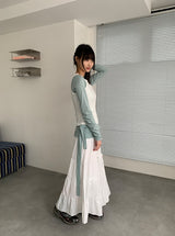 Zahini Ribbon Shirring Banding Long Skirt