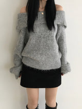 Candle off-shoulder knitwear (3 colors)