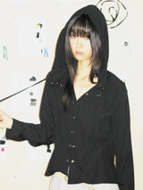 SNAP HOODIE SHIRT (BLACK)