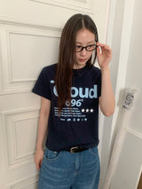 バル ドット レタリング セミクロップ ショートスリーブ Tシャツ
