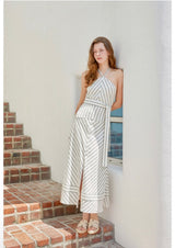 Praha Halter Dress Ivory&Green