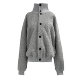 [UNISEX] オーバーフィットソフトヘアハイネック長袖カーディガン (3 colors)