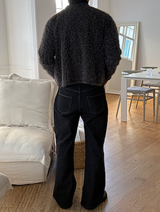 [Unisex] ヘアリークロップラウンドニットカーディガン(3color)