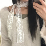クリーンエンブロイダリーシースルーマフラースカーフ