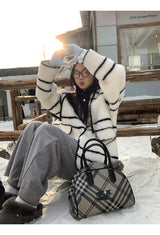 Style Hooded Wool Suede Coat