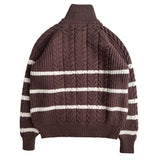 [UNISEX/Overfit] Crown hachi color combination striped high neck two-way zip-up (3 colors)
