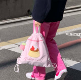 プディング ピンクストリングバックパック