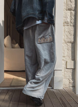 Fire embroidery string training pants