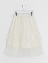 Juril Mesh Frill Tiered Elastic Midi Skirt