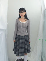 Charcoal Blend Checkered Layered Skirt