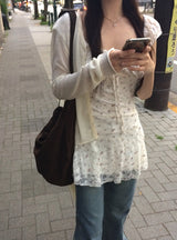 Muty Flower Ribbon Lace Mini One Piece