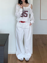 Fine X Strap Two-way Button Wide Long Pants