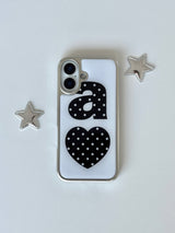 BLACK DOTTY LOVE WHITE Silver Epoxy Case