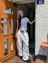 Sheer シースルー ボートネッククロップショートスリーブ