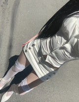 Trony button low-waist skirt (white)