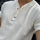 Slag Henry Neck Round Short Sleeve Knit
