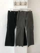Low cargo bootcut pants
