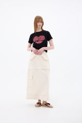 DOUBLE CUT CAGO SKIRT / IVORY