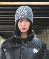 Reflective Teen Stripe Daisy Beanie_Charcoal