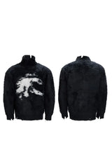 Faux Mink Mock Neck Knit Sweater