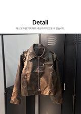 Vintage crop leather jacket
