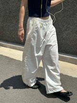 Contrast nylon wide pants(2color)