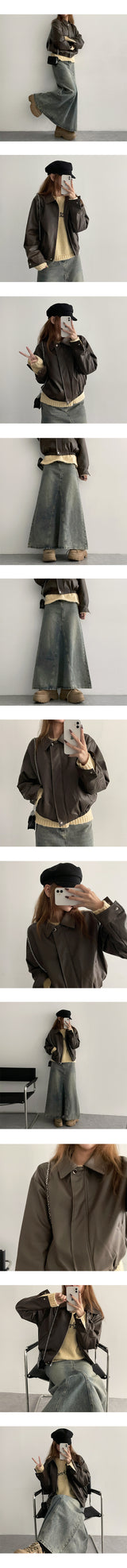 RENNO Semi-Crop Round Knitwear