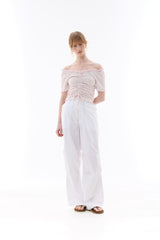 BIJOU PPINTUCK BANDING PANTS / WHITE