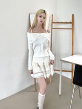 1445. Ribbon off sholder knit