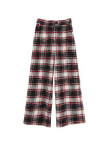 Cotton Check Casual Wide Pants