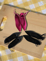 ポインテッドストラップフラットシューズ (LEATHER BLACK, SUEDE PINK, SUEDE BLACK 3COLORS!)