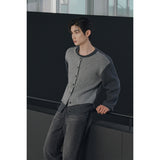 Layered wool knit cardigan(Charcoal)