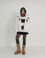 Rachel Two-Belt Detail Short Length Fur Jacket (Lining Quilted)